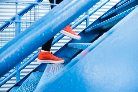 Walking on the stairs