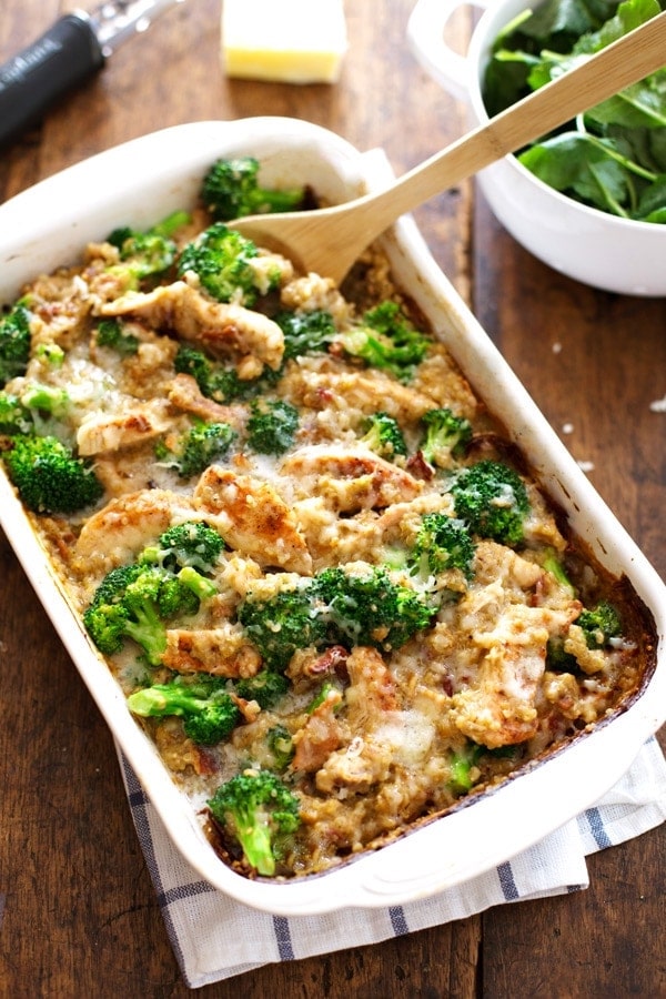 creamy chicken quinoa and broccoli casserole